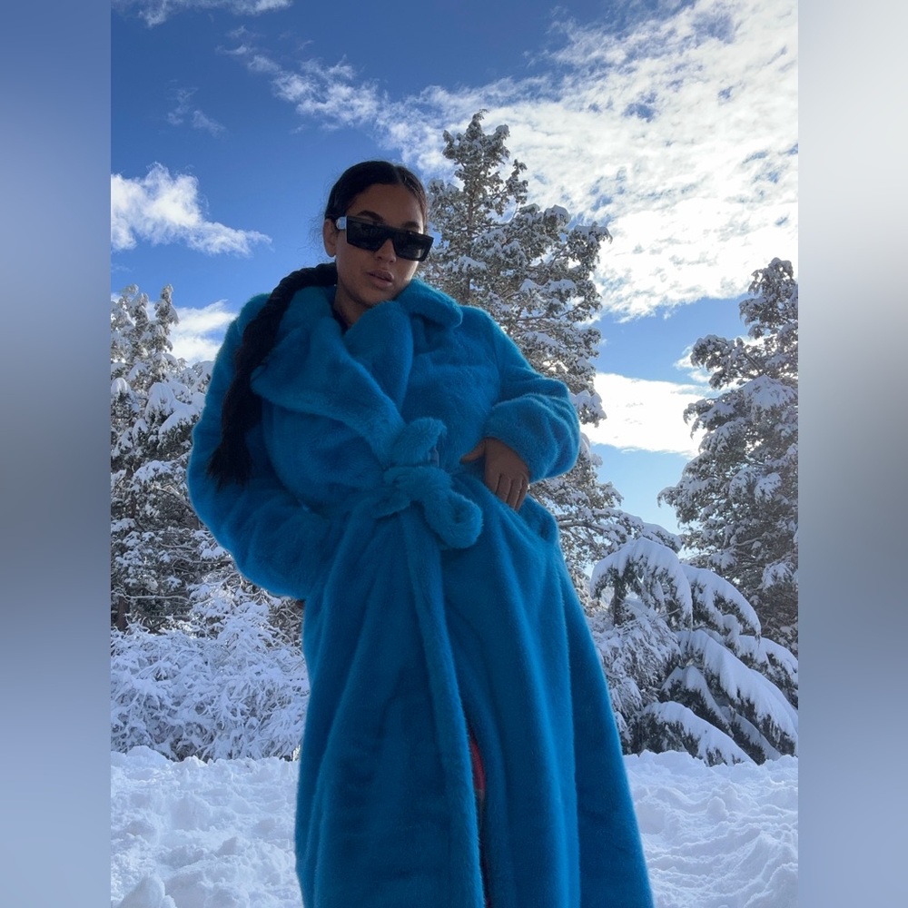 Luxurious vibrant Blue Teddy coat